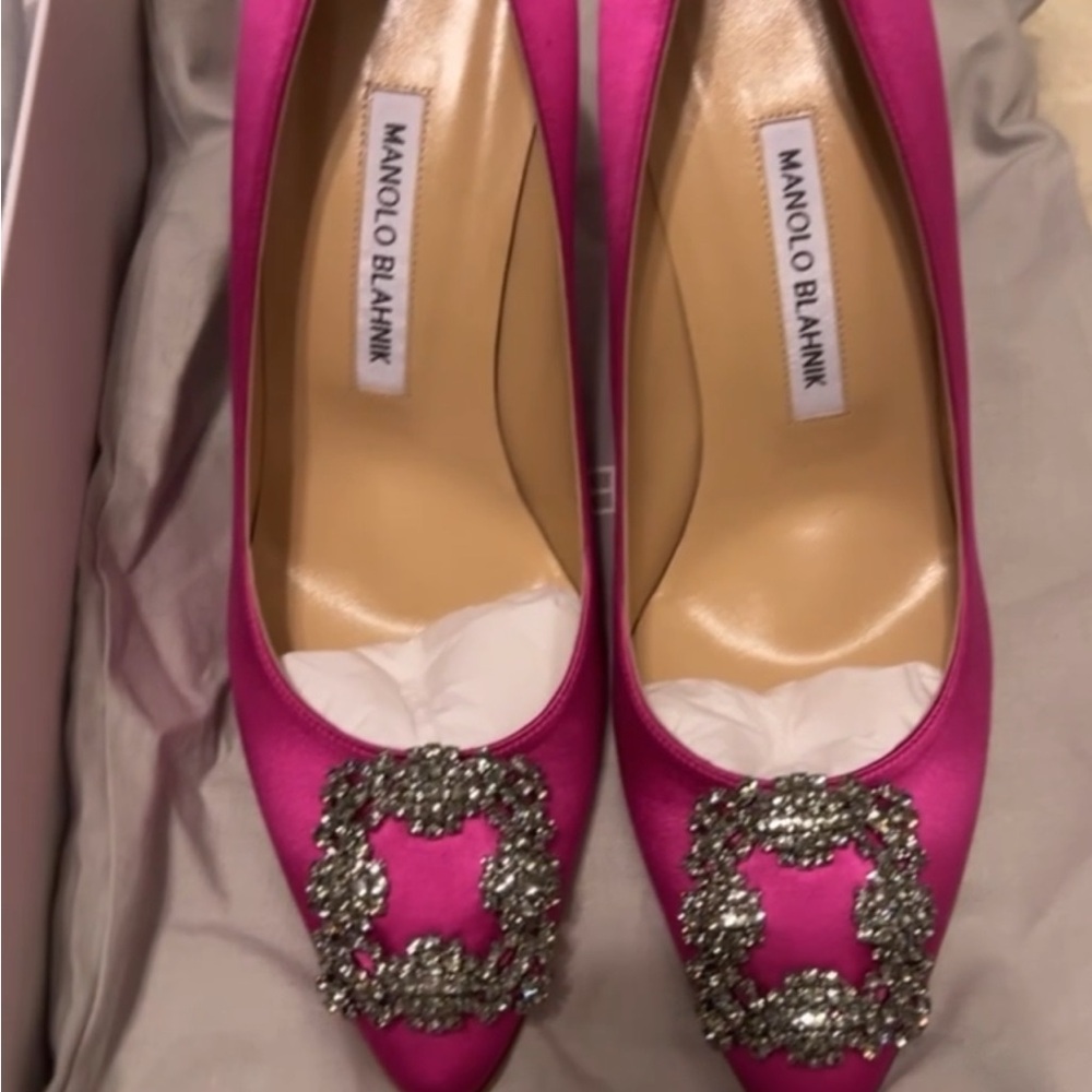 Manolo Blahnik Pink Satin Pumps